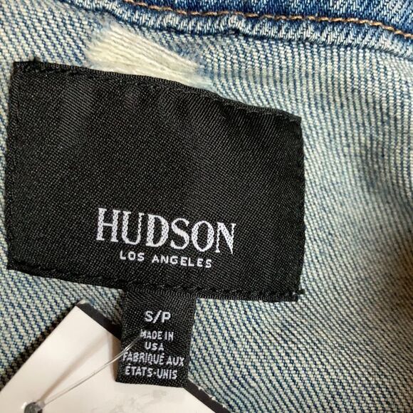 HUDSON Classic Fitted Trucker Jacket Distressed Denim Size Small - Picture 7 of 11